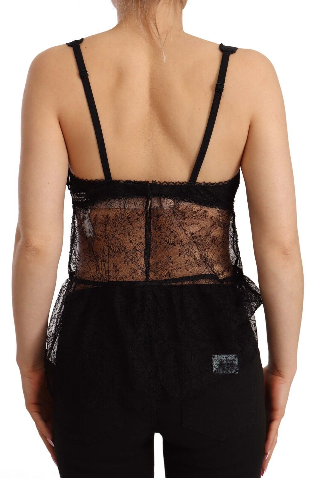 Haut de lingerie babydoll en nylon et dentelle de soie noire Dolce & Gabbana