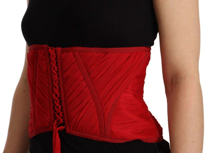 Haut en soie Dolce & Gabbana avec ceinture corset rouge et bande élastique à la taille
