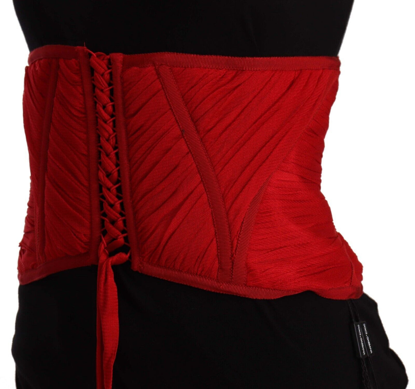 Haut en soie Dolce & Gabbana avec ceinture corset rouge et bande élastique à la taille