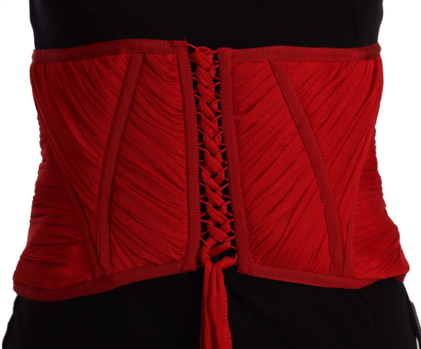 Haut en soie Dolce & Gabbana avec ceinture corset rouge et bande élastique à la taille