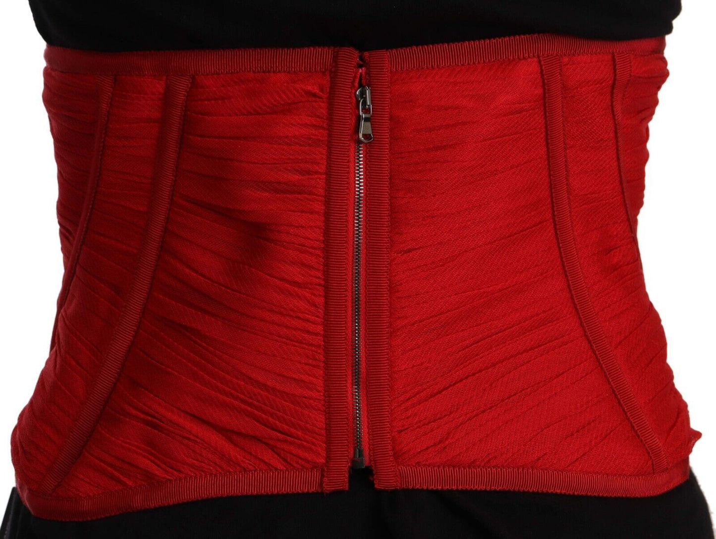 Haut en soie Dolce & Gabbana avec ceinture corset rouge et bande élastique à la taille