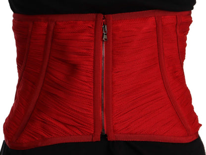 Haut en soie Dolce & Gabbana avec ceinture corset rouge et bande élastique à la taille