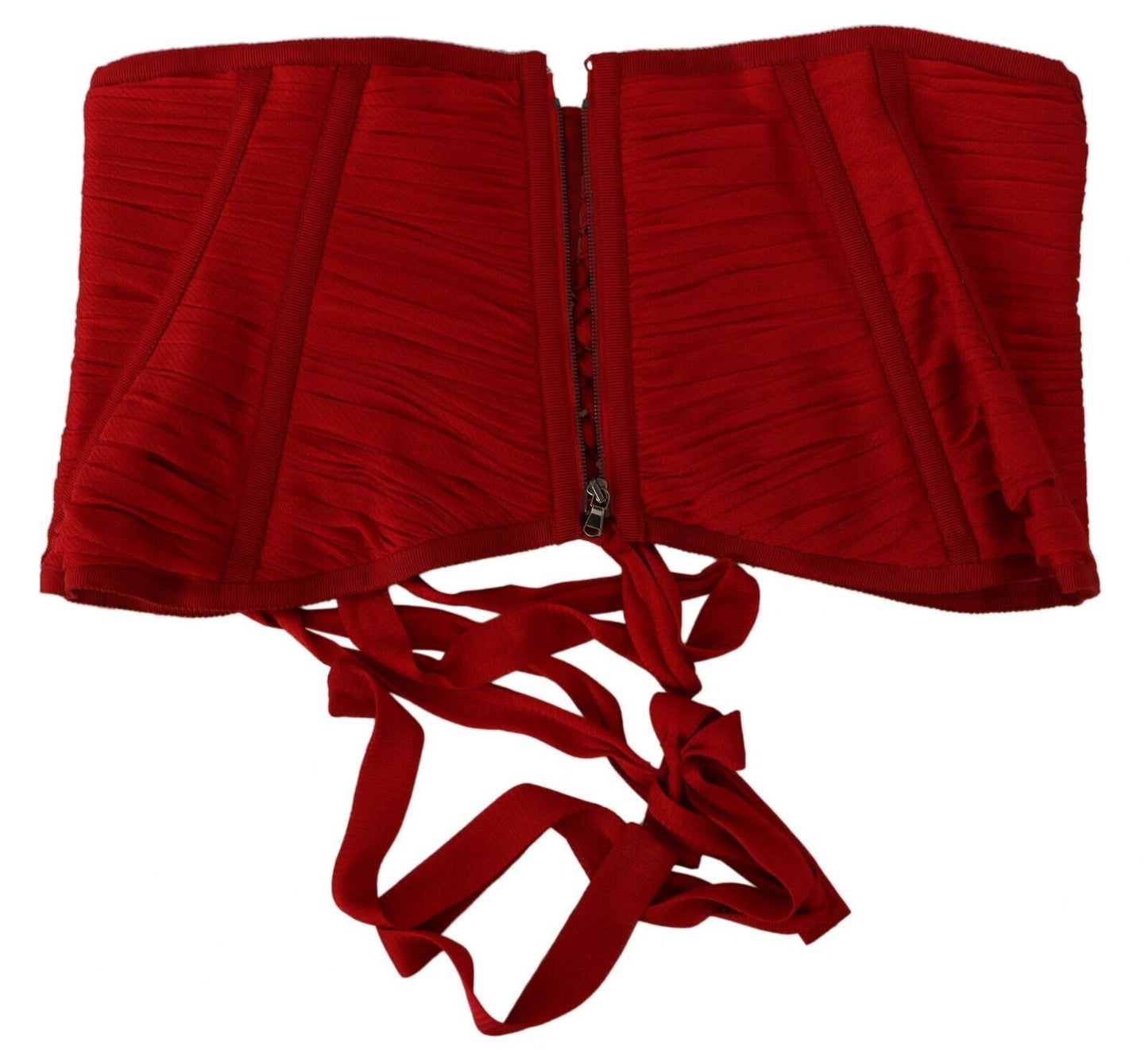 Haut en soie Dolce & Gabbana avec ceinture corset rouge et bande élastique à la taille