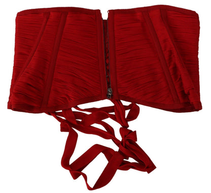 Haut en soie Dolce & Gabbana avec ceinture corset rouge et bande élastique à la taille