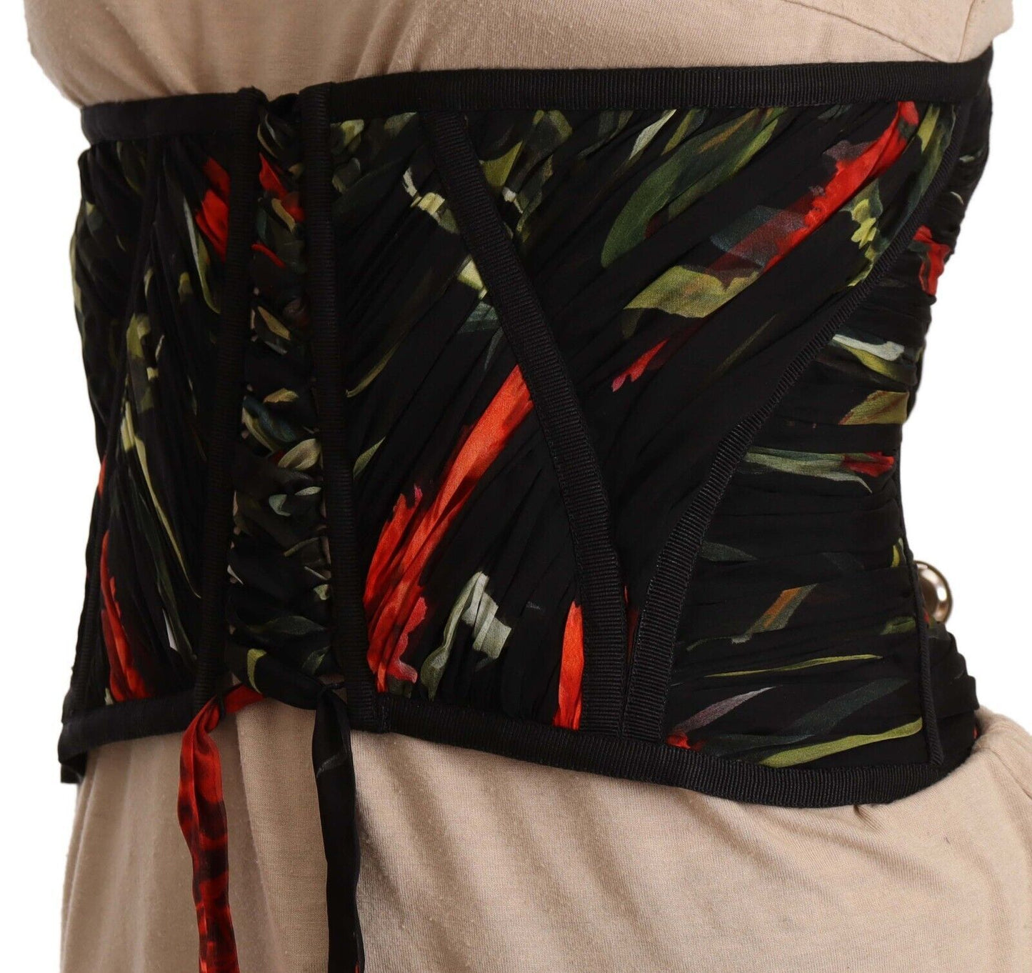 Haut en soie Dolce & Gabbana avec corset noir et ceinture extensible à la taille
