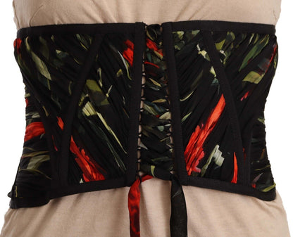 Haut en soie Dolce & Gabbana avec corset noir et ceinture extensible à la taille