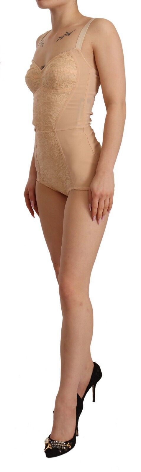 Sous-vêtements Body en nylon beige dentelle florale Dolce & Gabbana