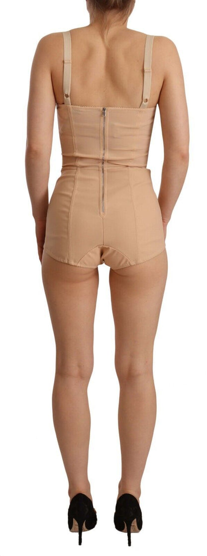 Sous-vêtements Body en nylon beige dentelle florale Dolce & Gabbana