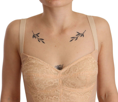 Sous-vêtements Body en nylon beige dentelle florale Dolce & Gabbana