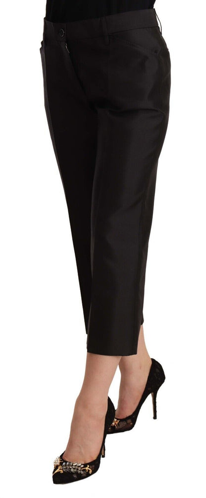 Pantalon court évasé Dolce & Gabbana noir 100 % soie