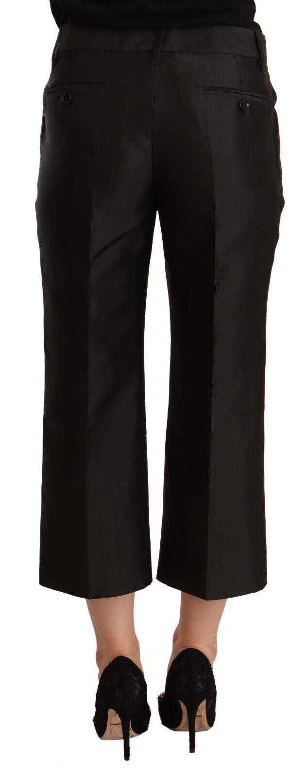 Pantalon court évasé Dolce & Gabbana noir 100 % soie