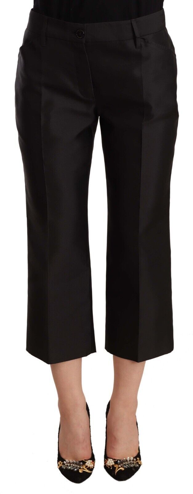 Pantalon court évasé Dolce & Gabbana noir 100 % soie