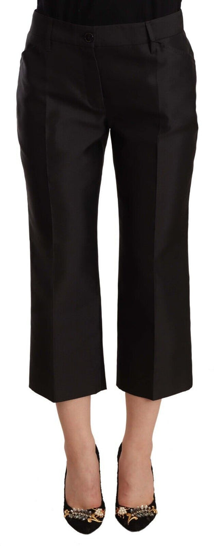 Pantalon court évasé Dolce & Gabbana noir 100 % soie