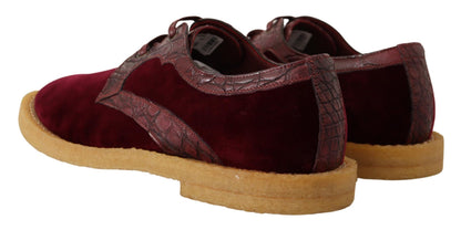 Chaussures en cuir exotique de velours bordeaux Dolce & Gabbana