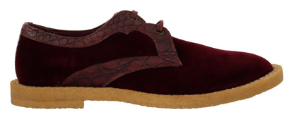 Chaussures en cuir exotique de velours bordeaux Dolce & Gabbana
