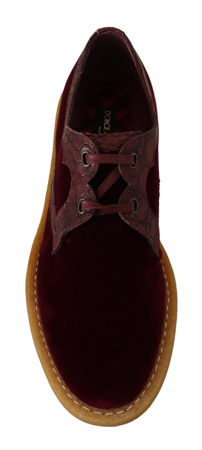 Chaussures en cuir exotique de velours bordeaux Dolce & Gabbana