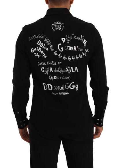 Chemise ajustée Dolce & Gabbana en jean stretch de coton noir