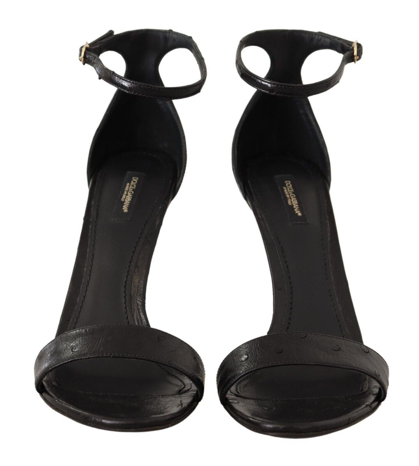 Chaussures Sandales à Talons avec Bride de Cheville Dolce & Gabbana en Autruche Noire
