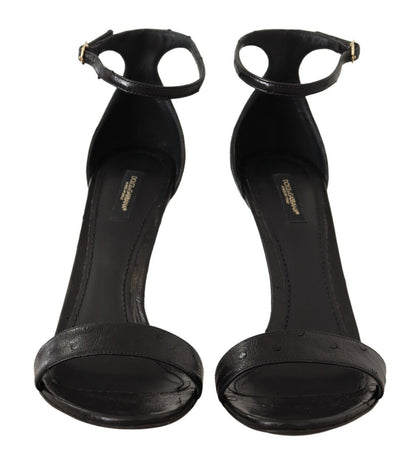 Chaussures Sandales à Talons avec Bride de Cheville Dolce & Gabbana en Autruche Noire