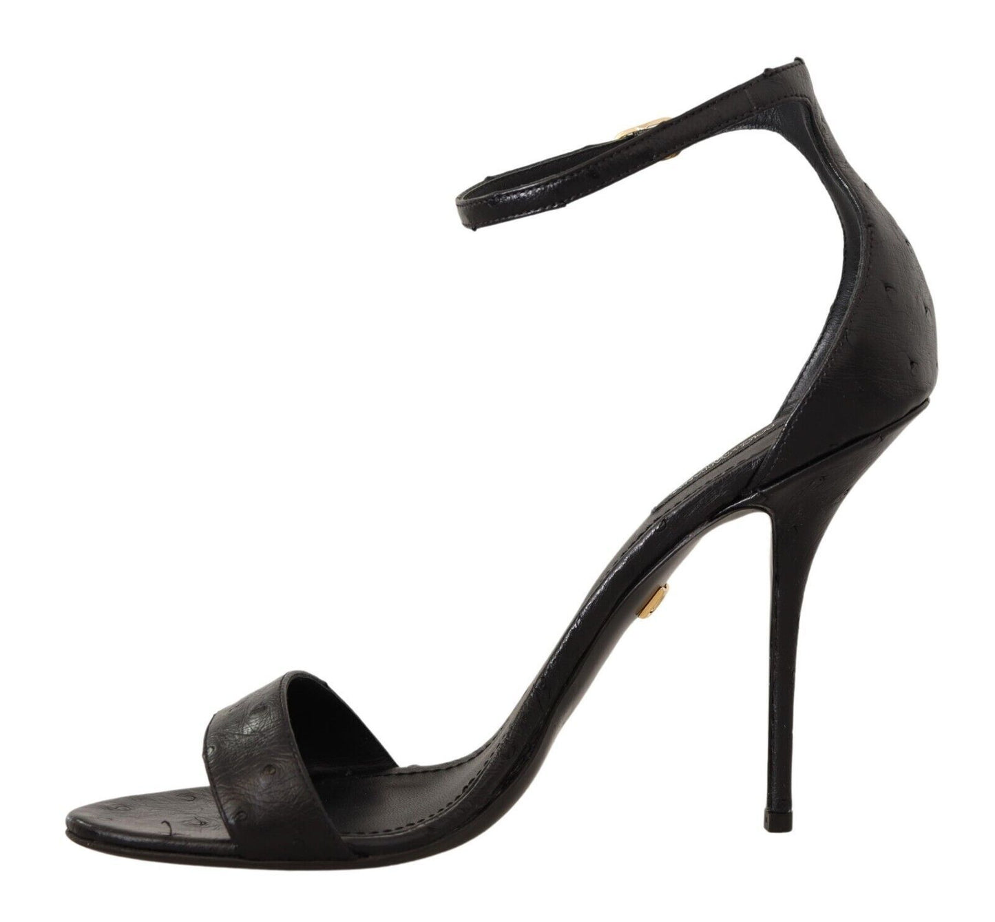 Chaussures Sandales à Talons avec Bride de Cheville Dolce & Gabbana en Autruche Noire