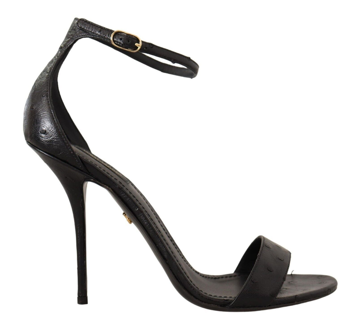 Chaussures Sandales à Talons avec Bride de Cheville Dolce & Gabbana en Autruche Noire
