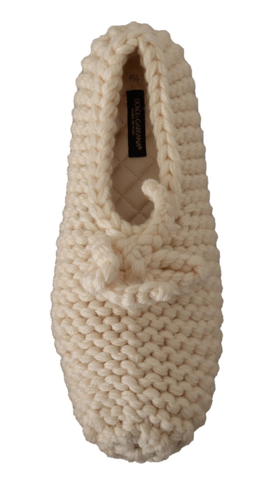 Chaussures ballerines plates en maille de laine Dolce & Gabbana blanches à enfiler