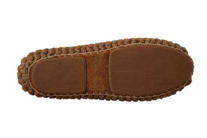 Chaussures plates Dolce & Gabbana en maille de laine marron à enfiler