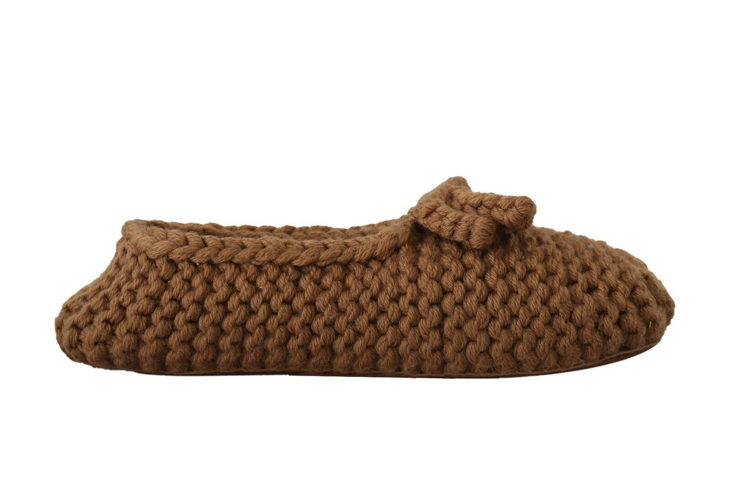 Chaussures plates Dolce & Gabbana en maille de laine marron à enfiler