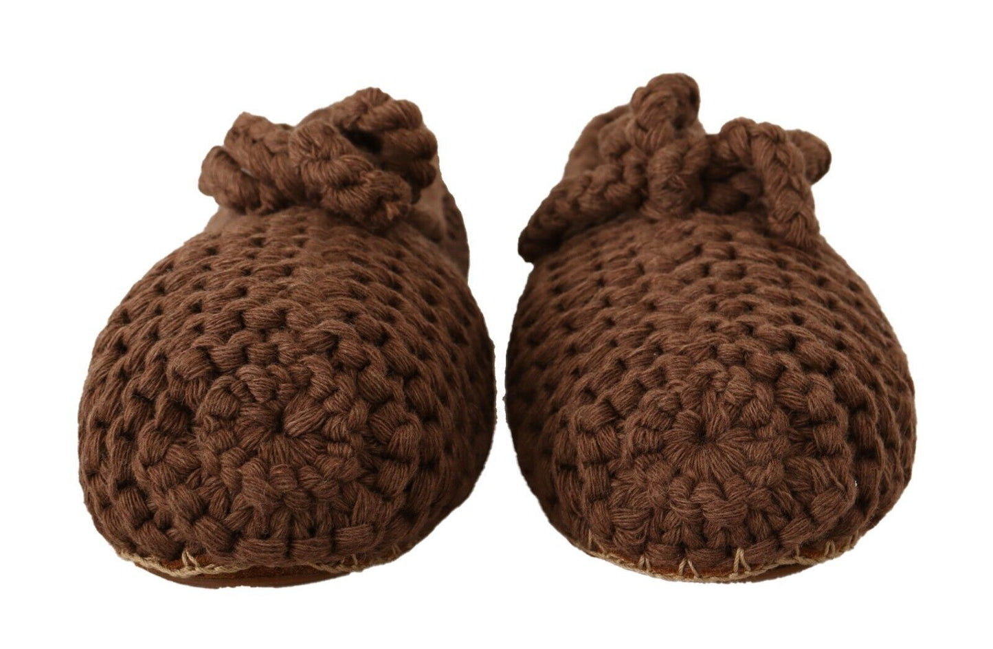 Chaussures ballerines à enfiler marron en maille de laine Dolce & Gabbana