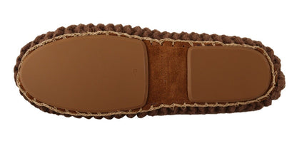 Chaussures ballerines à enfiler marron en maille de laine Dolce & Gabbana