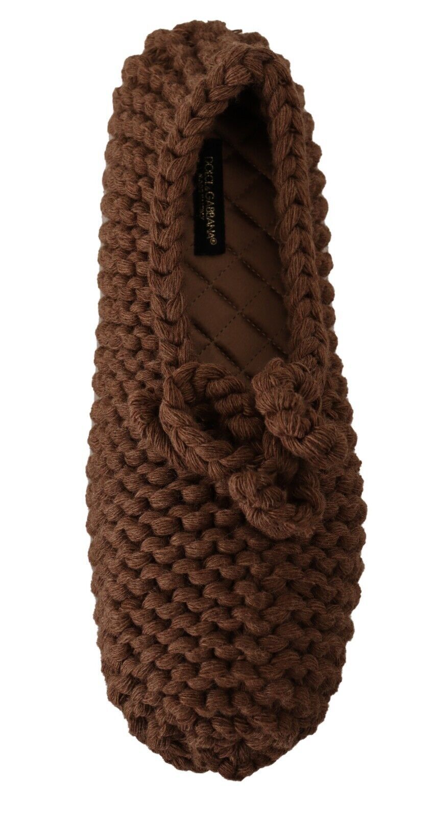 Chaussures ballerines à enfiler marron en maille de laine Dolce & Gabbana