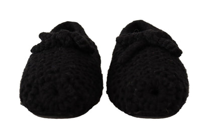 Ballerines Dolce & Gabbana noires à enfiler en maille de laine