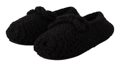 Ballerines Dolce & Gabbana noires à enfiler en maille de laine