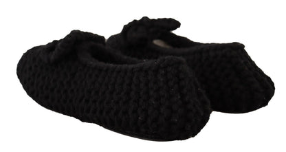 Ballerines Dolce & Gabbana noires à enfiler en maille de laine