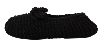 Ballerines Dolce & Gabbana noires à enfiler en maille de laine
