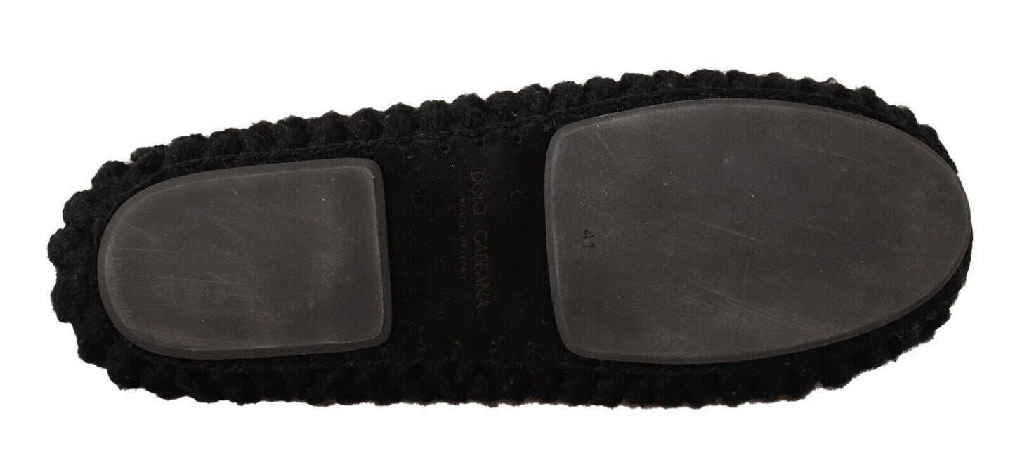 Ballerines Dolce & Gabbana noires à enfiler en maille de laine