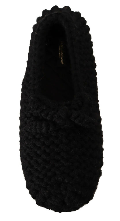 Ballerines Dolce & Gabbana noires à enfiler en maille de laine