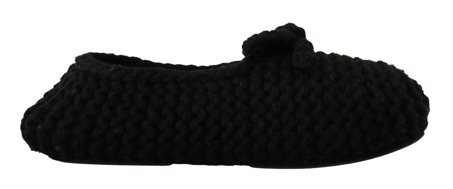 Ballerines Dolce & Gabbana noires à enfiler en maille de laine