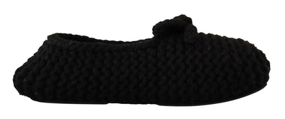Ballerines Dolce & Gabbana noires à enfiler en maille de laine