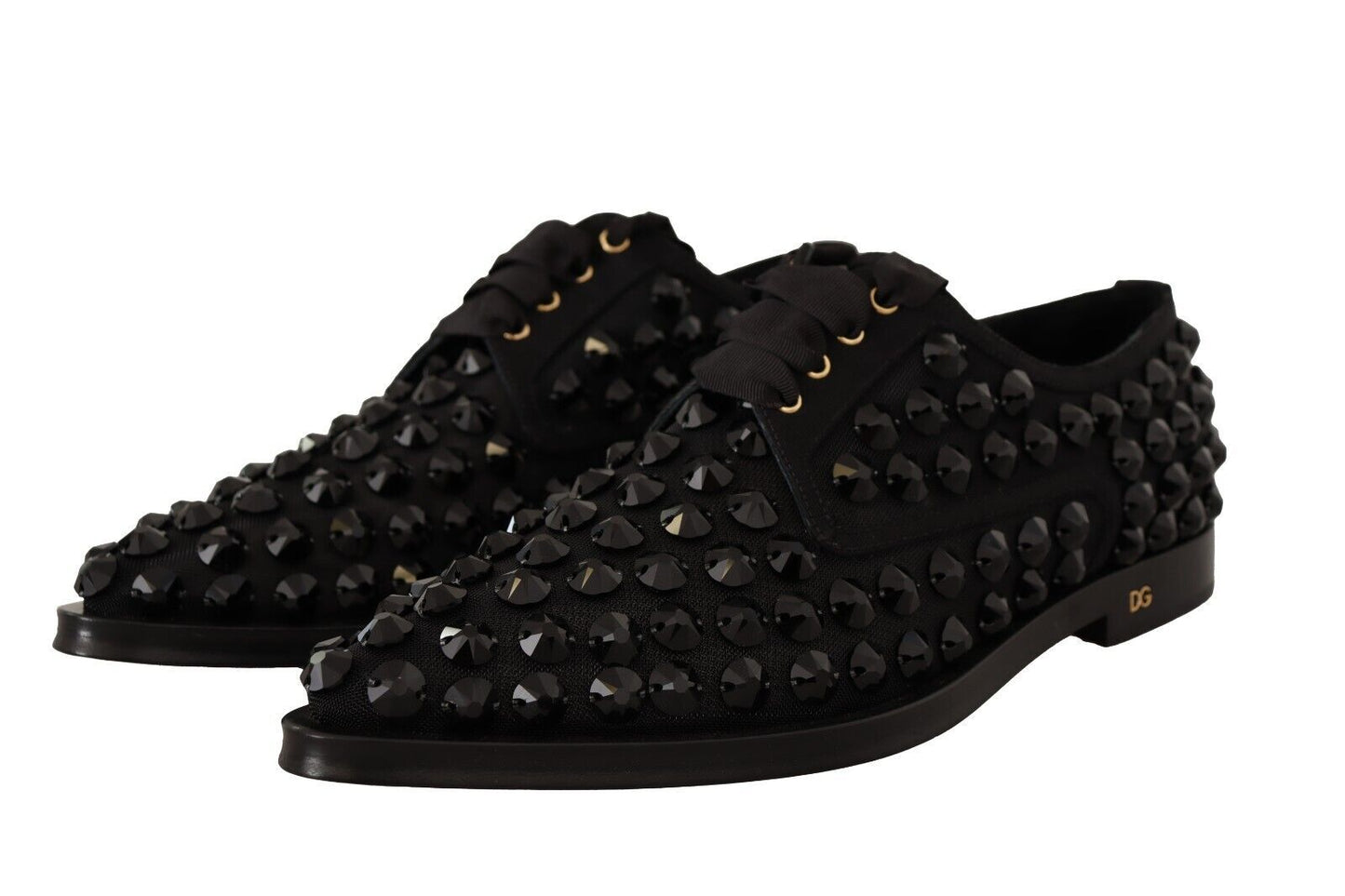 Chaussures plates habillées Dolce & Gabbana noires à lacets et clous