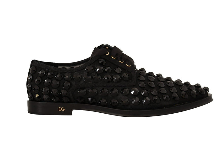 Zapatos planos formales Dolce & Gabbana negros con cordones y tachuelas