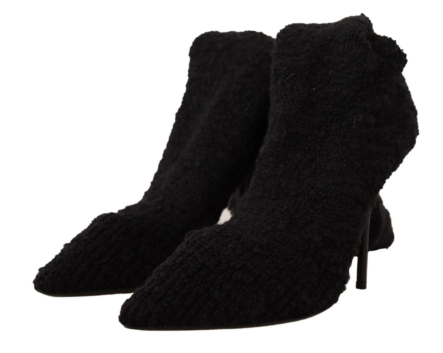 Chaussures Bottines Hautes Dolce & Gabbana Noires en Tissu Extensible