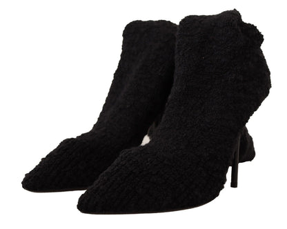 Chaussures Bottines Hautes Dolce & Gabbana Noires en Tissu Extensible