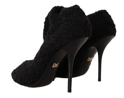 Chaussures Bottines Hautes Dolce & Gabbana Noires en Tissu Extensible