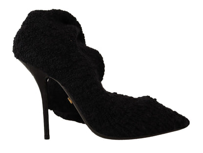 Chaussures Bottines Hautes Dolce & Gabbana Noires en Tissu Extensible