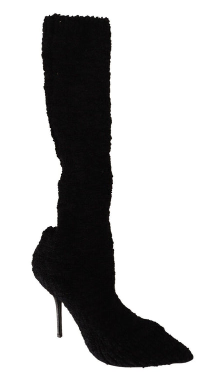 Chaussures Bottines Hautes Dolce & Gabbana Noires en Tissu Extensible