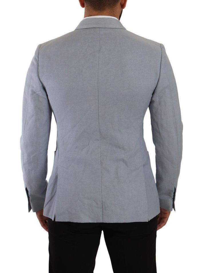 Veste-blazer Dolce & Gabbana en coton et lin bleu coupe ajustée