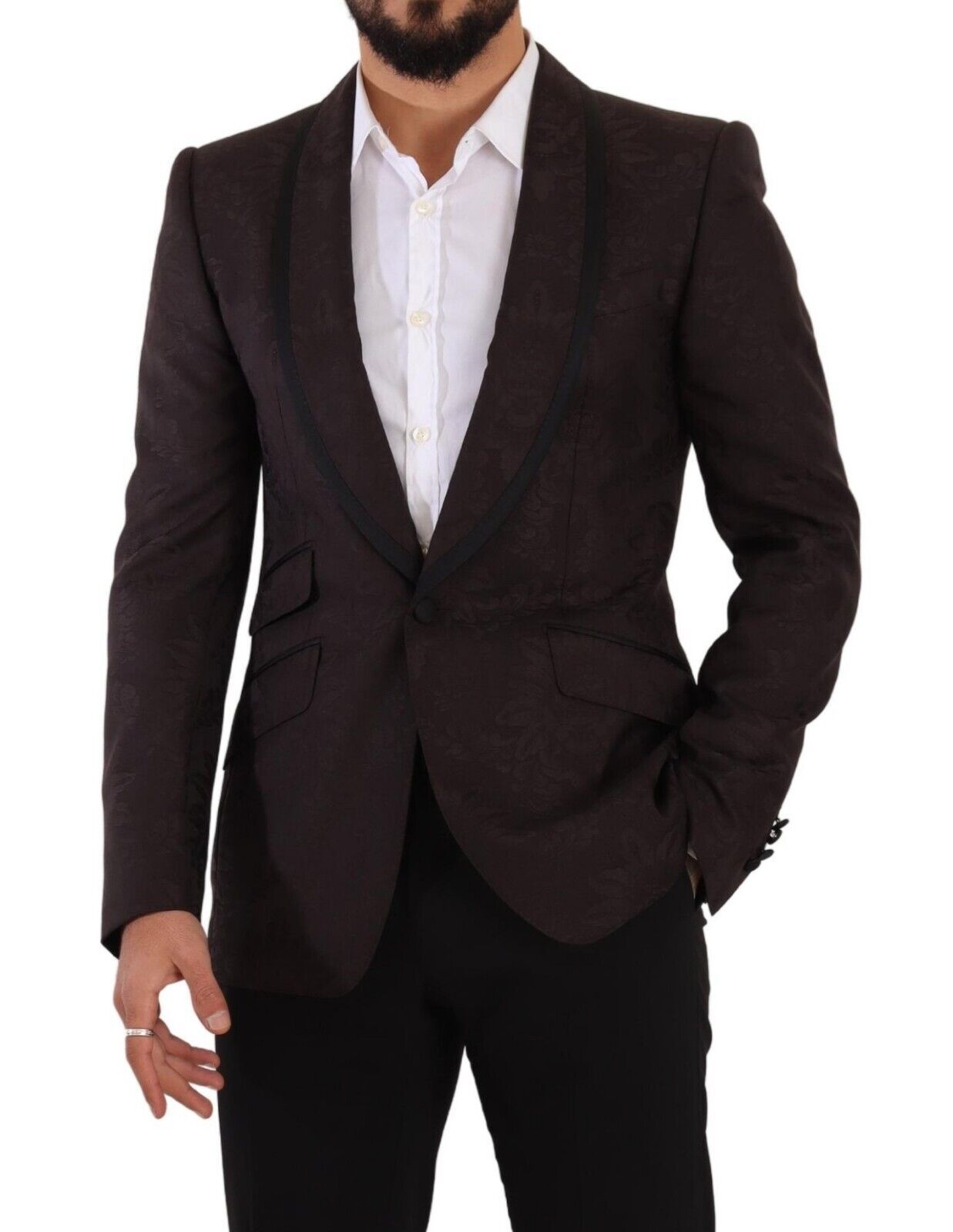 Blazer simple boutonnage Dolce & Gabbana en jacquard violet SICILIA