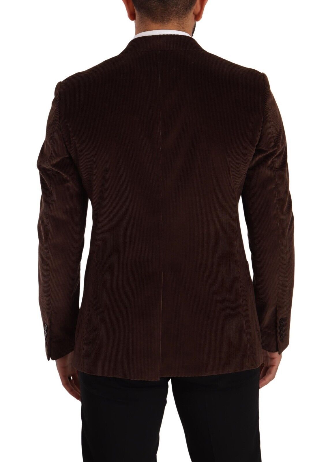 Blazer slim en velours côtelé marron Dolce & Gabbana avec logo DG