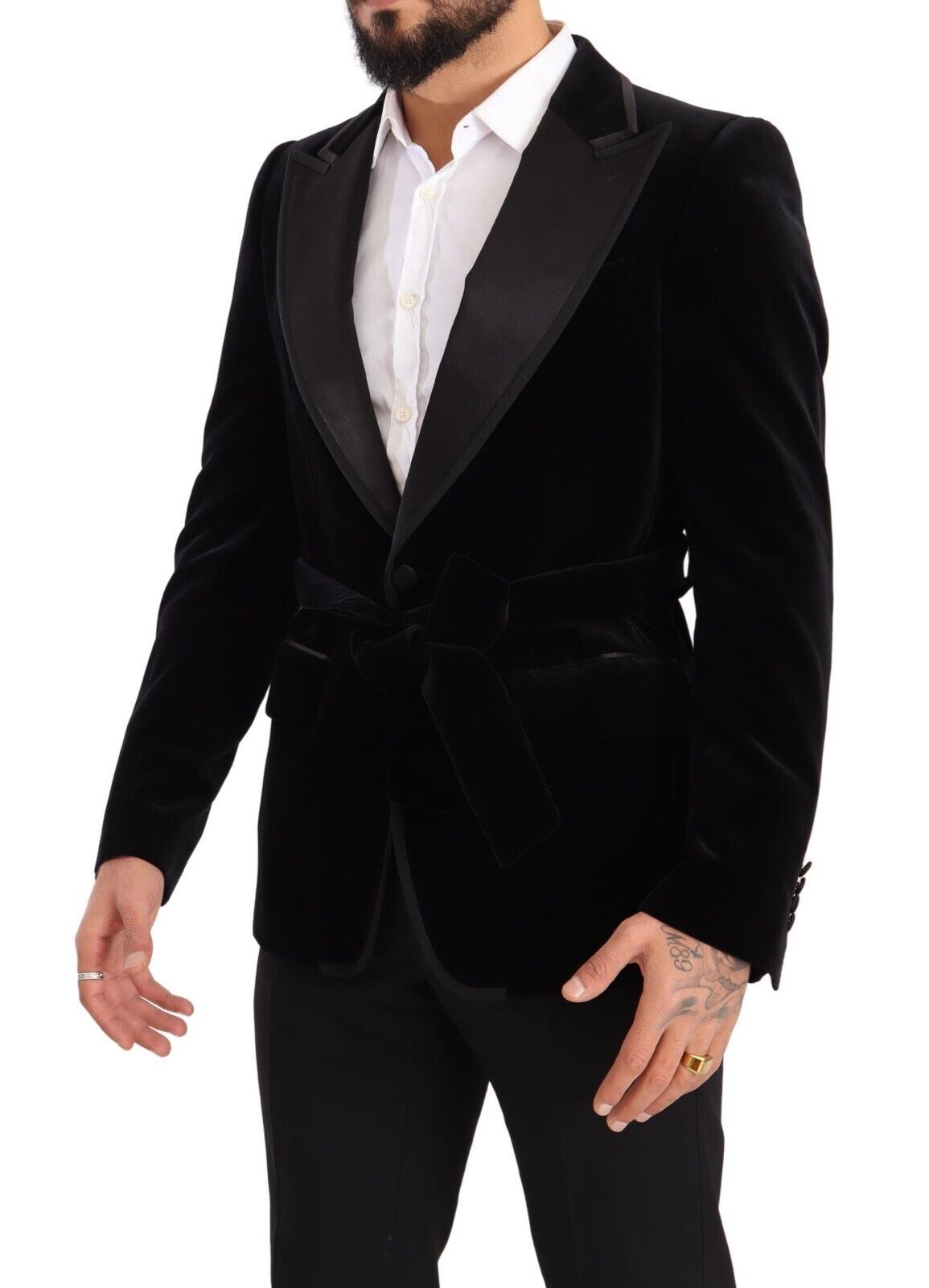 Blazer Dolce & Gabbana en velours noir, simple boutonnage à un bouton